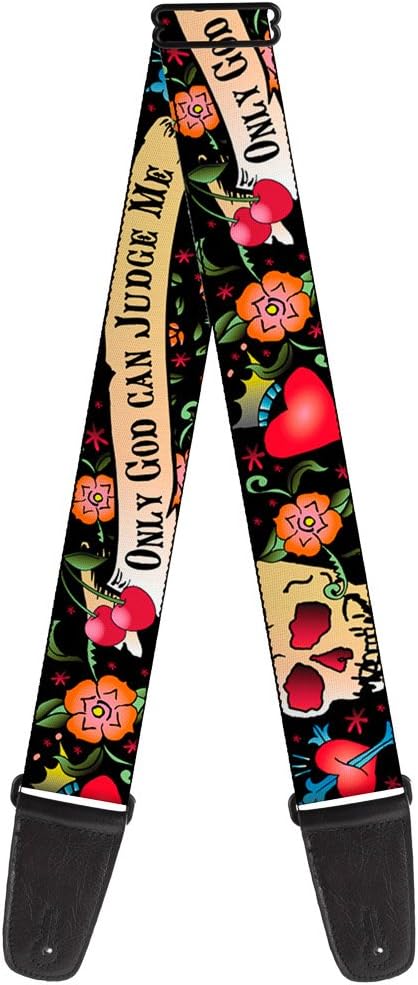 Buckle-Down Guitar Strap Only God Can Judge Me Black 2 Inches Wide