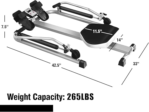 Miniatura 5 de GYMAX Máquinas de remo para el hogar, remo hidráulico con monitor LCD, resistencia ajustable de hasta 110 libras y asiento acolchado grande, máquina