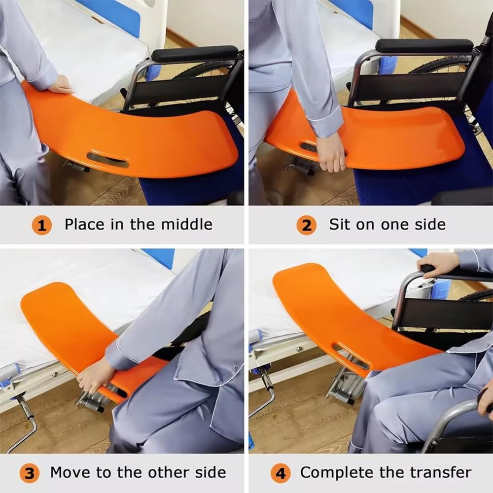 NEWFUN Tabla de transferencia, Atención al Paciente, Dispositivos de Elevación Seguros, Tablas de Transferencia para Trasladar a los Pacientes de la silla de Ruedas a la cama (orange)