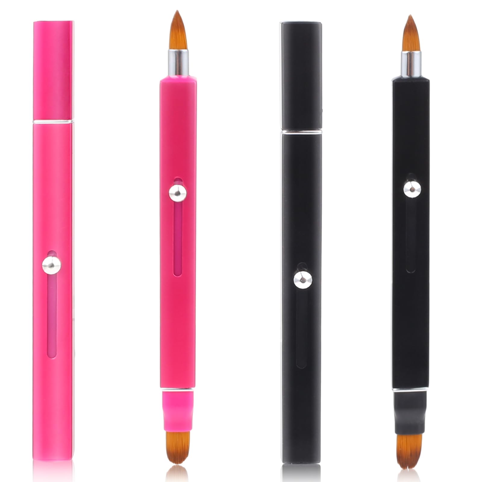 Ouligay2PCS Retractable Lip Makeup Brushes Retractable Lip Brush Portable Lipstick Gloss Makeup Brush Dual-End Lip Brush for Women Girls