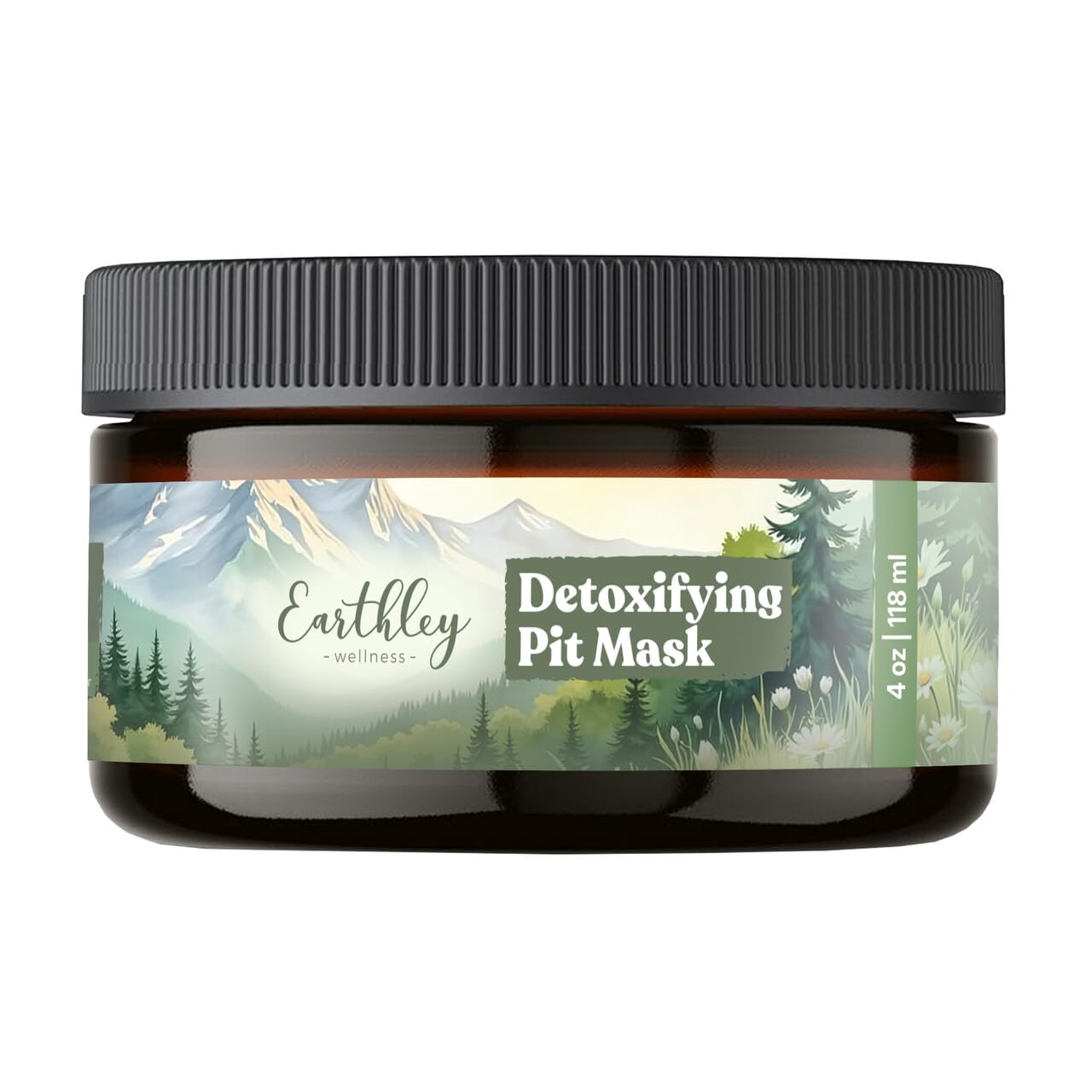 Earthley Wellness Detoxifying Pit Mask, All Natural Deodorant, Gluten Free, Eliminates Scent, Improves Pit Health (4oz.)