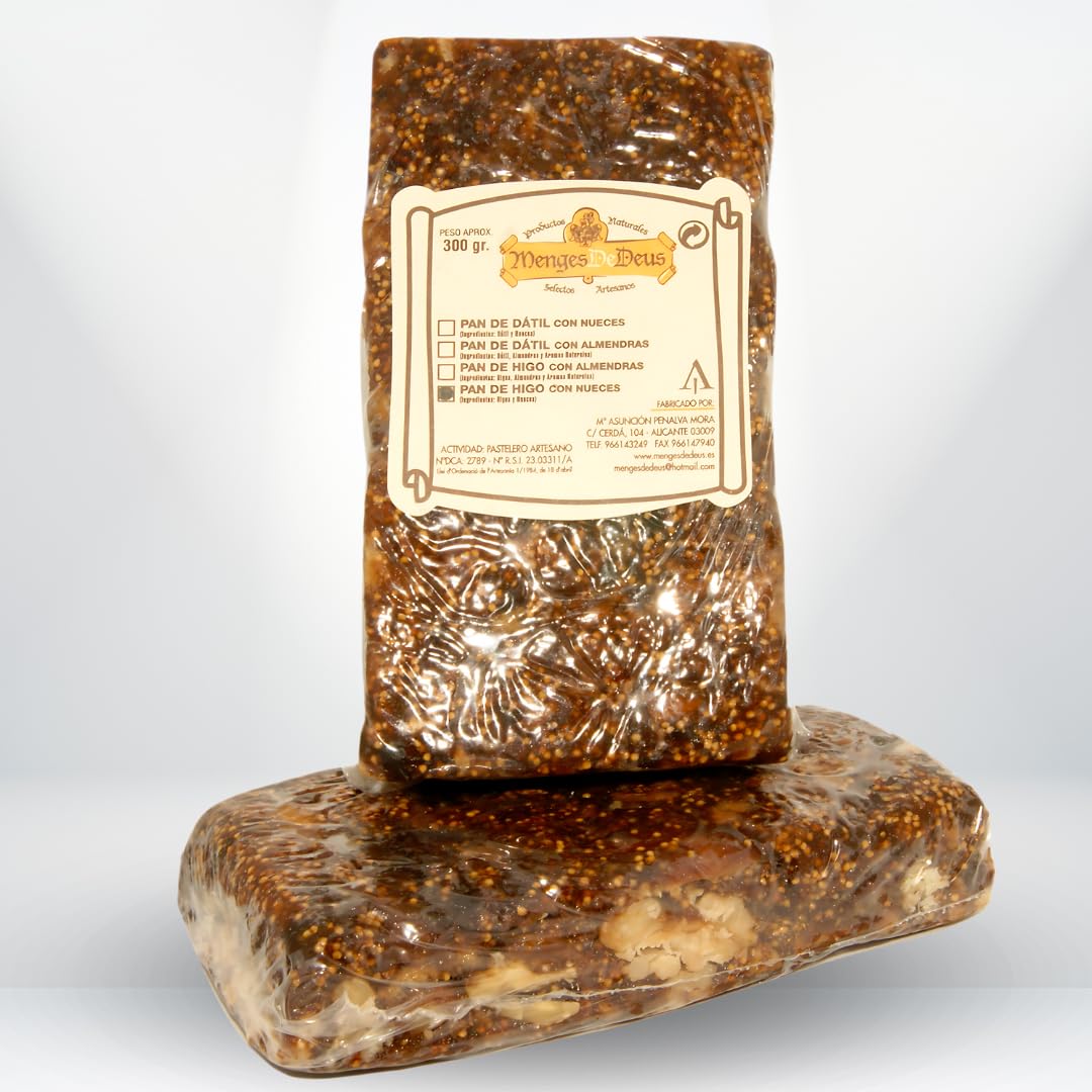 Pan de Higo con Nueces Artesanal | 1000 Gr | Sin Conservantes, Sin Gluten, Ideal para Deportistas y Aperitivos Saludables |Elaboración Artesanal Directamente Jijona Alicante