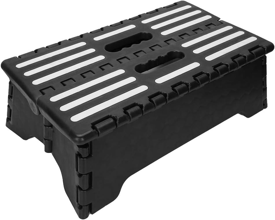 Portable Folding Step Stool, 5 inch Sturdy Foldable Stepping Stool with Handle, Step Riser Supports 260 lbs, Stable Assistant Ladder for Kids, Elderly, Pregnant, Adults, Pets
