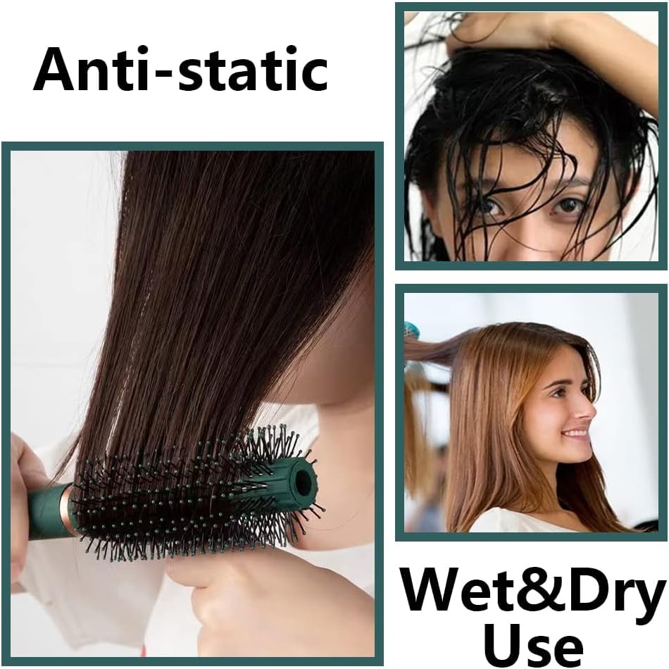 Image of Hair Brush Comb Set For Women Men 4pcs Includes Anti-Static Massage Oval Comb, Vented Detangling Brush, Round Hair Brush For Use Wet Dry Curly and Straight Hair