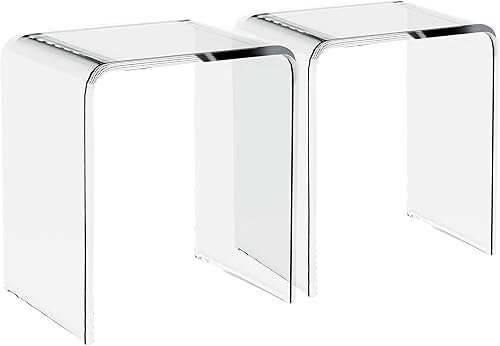 LFTYTUO Paquete de 2 mesas auxiliares de acrílico, 16 pulgadas de largo x 12 pulgadas de ancho x 18 pulgadas de alto, mesa auxiliar de acrílico