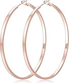 LOUMILEO Sterling Silver Hoop Earrings Large Silver Hoop Earrings for Women Lightweight Big Hoops Earring Hypoallergenic Thin Hoops Earring for Women 30/40/50/60/65/70MM
