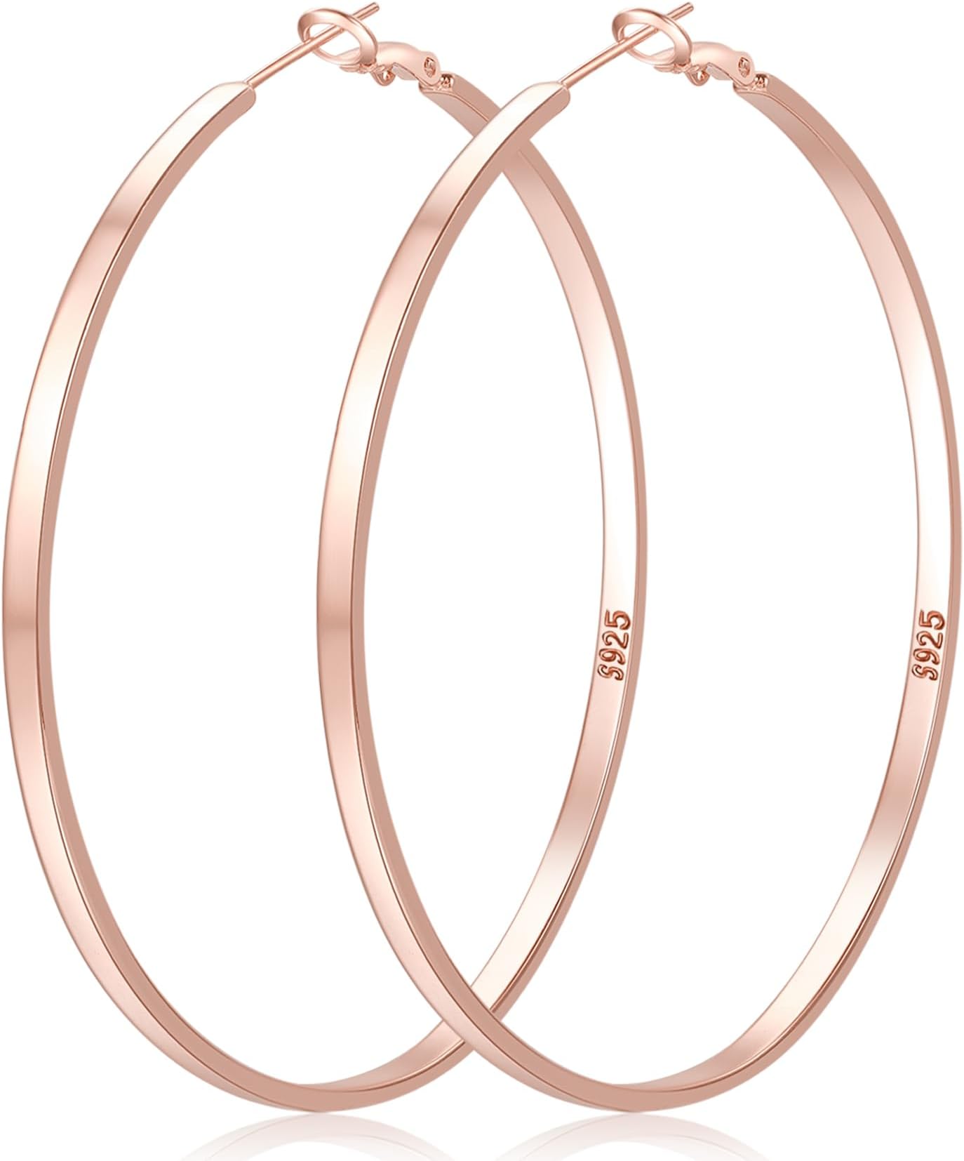 LOUMILEO Sterling Silver Hoop Earrings Large Silver Hoop Earrings for Women Lightweight Big Hoops Earring Hypoallergenic Thin Hoops Earring for Women 30/40/50/60/65/70MM