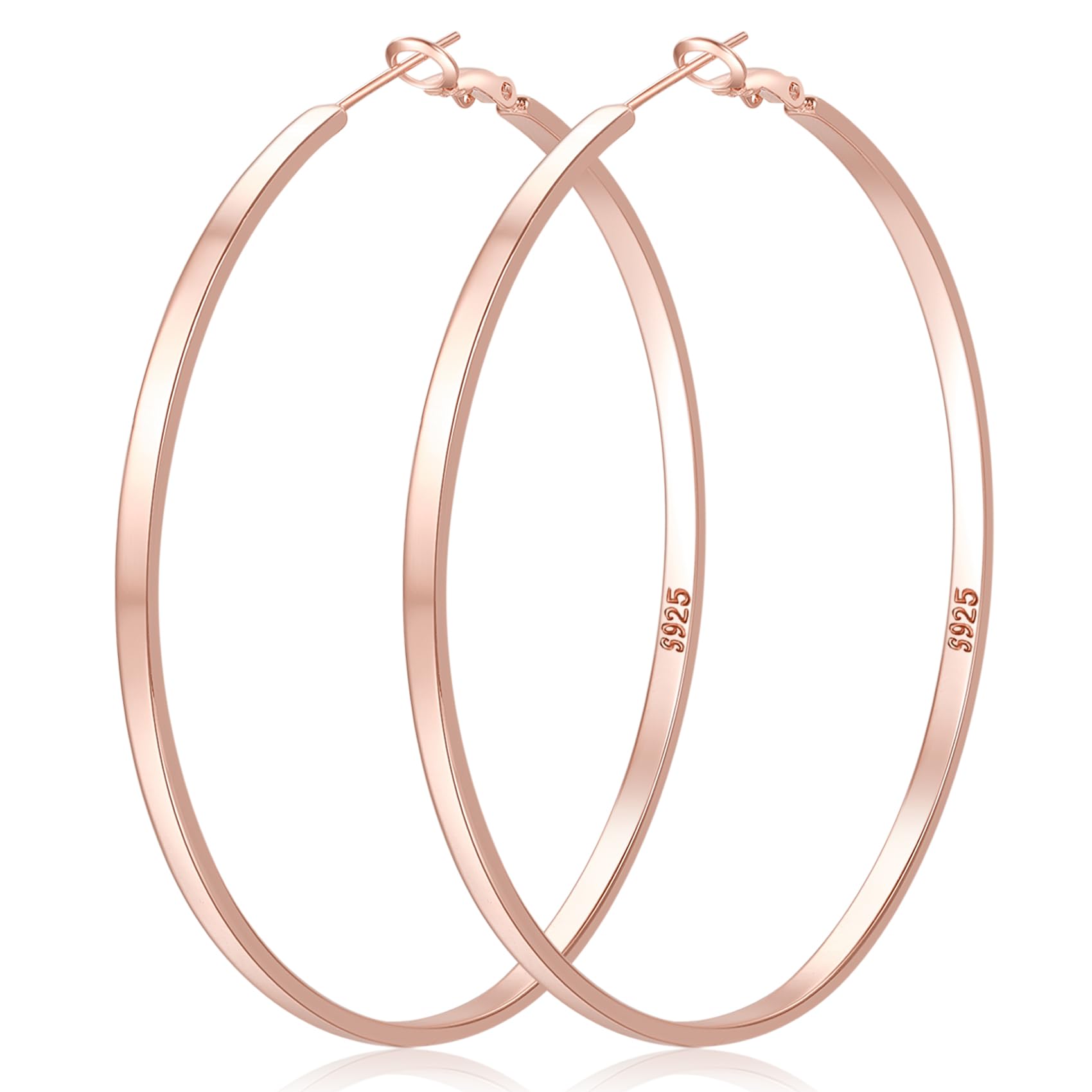 LOUMILEO Sterling Silver Hoop Earrings Large Silver Hoop Earrings for Women Lightweight Big Hoops Earring Hypoallergenic Thin Hoops Earring for Women 30/40/50/60/65/70MM