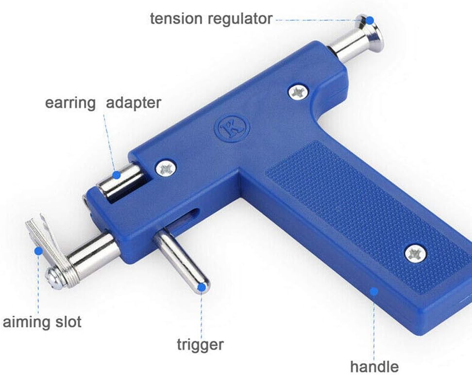 Professional No Pain Steel Safe Blue Pro Steel Ear Nose Body Piercing Gun Tool Kit 98 PCS Instrument Studs Set Jewelry Tool