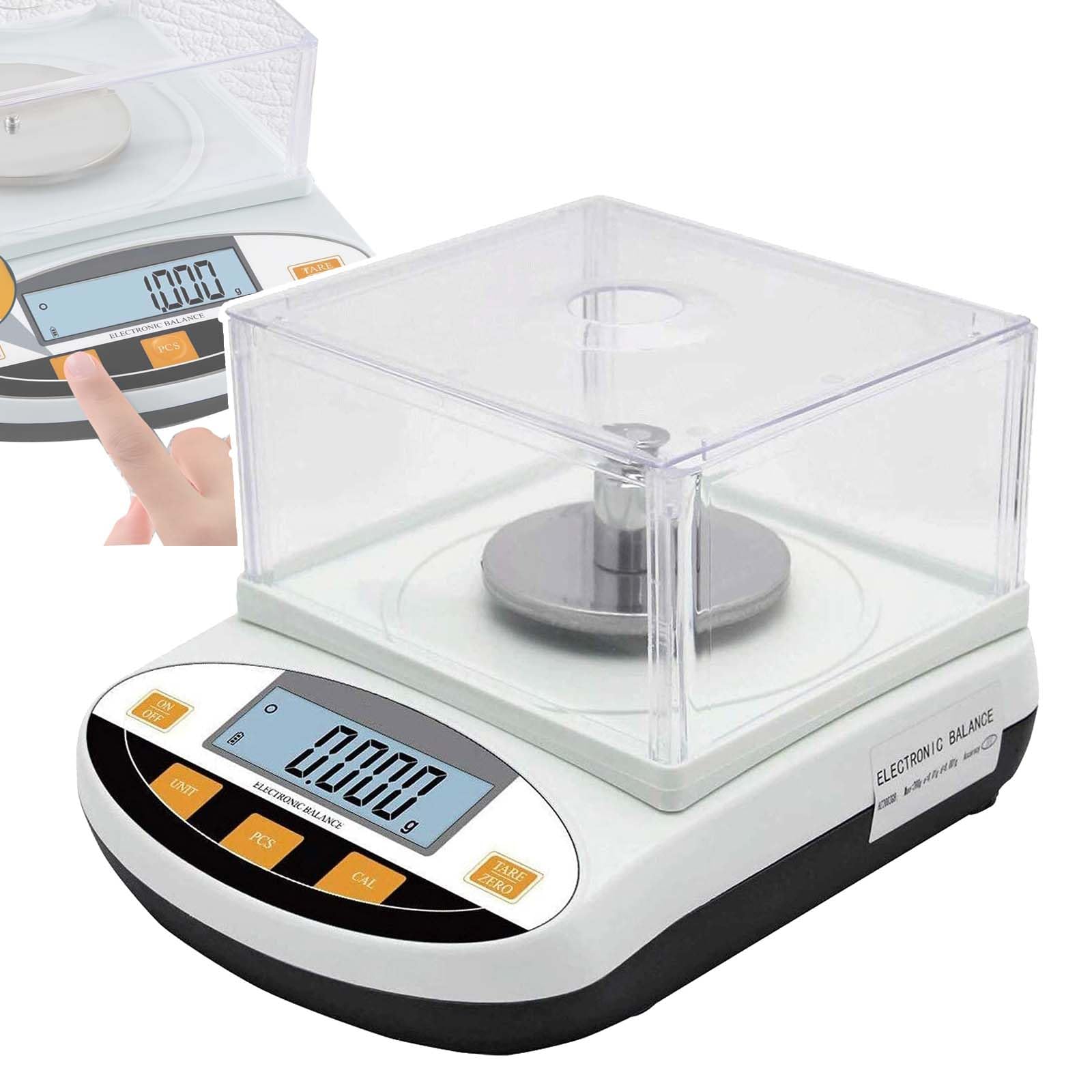 Hochpräzise Laborwaage (100/200/300/500 g), Analysenwaage, 0,001 g (1 mg), für Gleich- und Wechselstrombetrieb geeignet, Einheitenumrechnung möglich, mit Windschutz, für Schulen,0.001g,300g