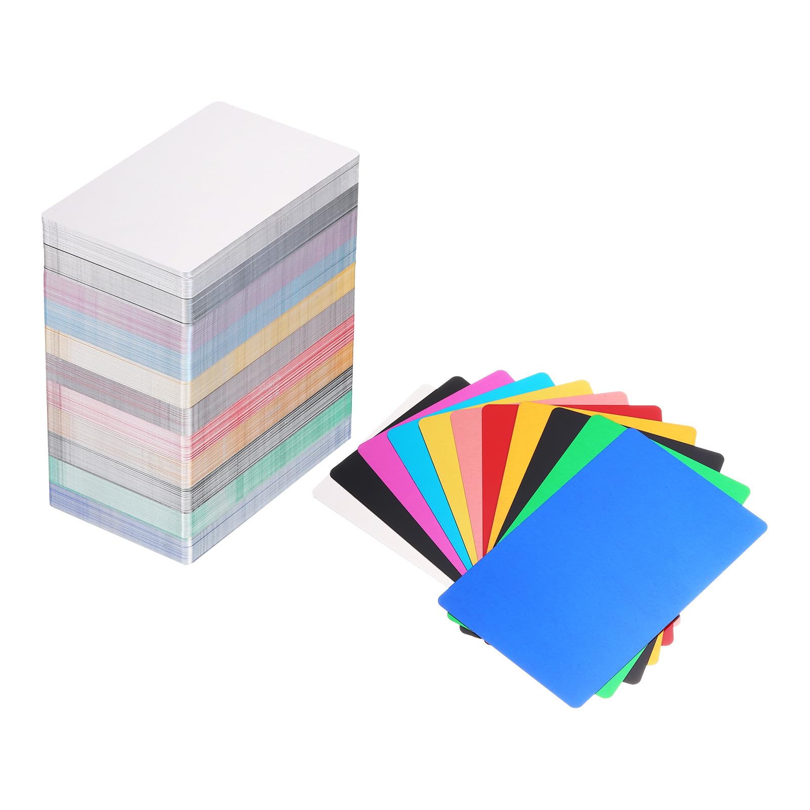QUARKZMAN 550 szt. Metalowe wizytówki 86 x 54 x 0,21 mm, wielokolorowe | do grawerowania laserowego karty wizytowe do metalu, anodyzowane płyty aluminiowe, wielofunkcyjne puste karty