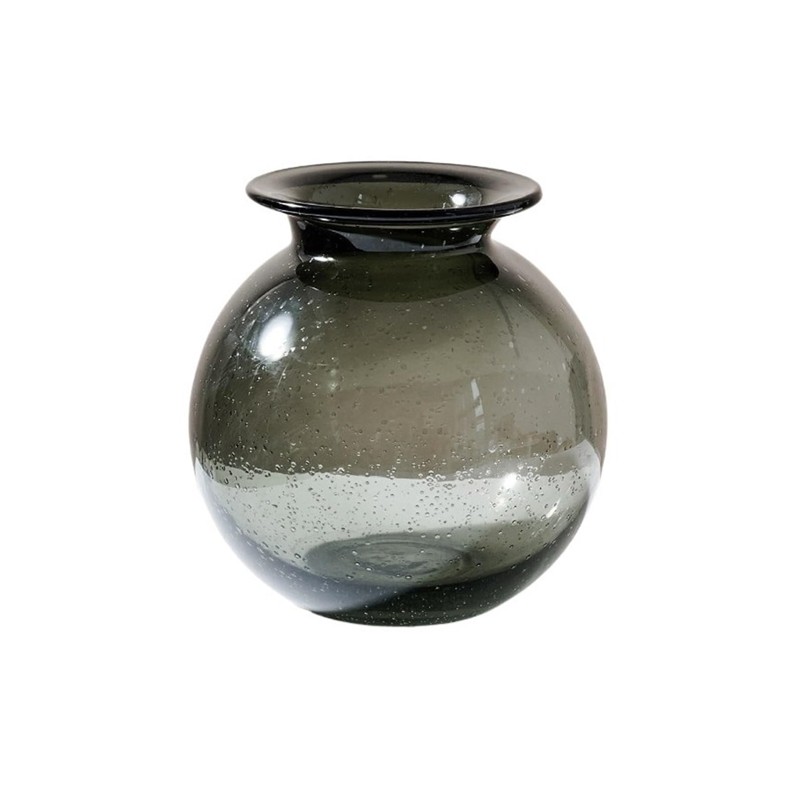 Vasi di Fiori Vaso Moderno in Vetro Grigio con Bolle d'Aria