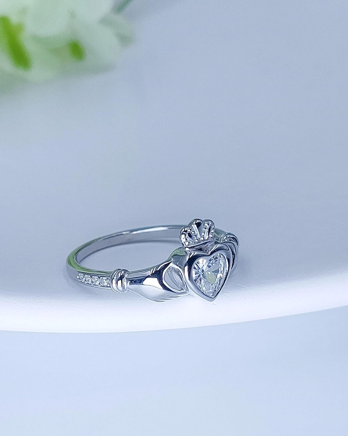 Sterling Silver Claddagh Ring for Women Celtic Irish Claddagh Birthstone Engagement Promise Ring - Image 3
