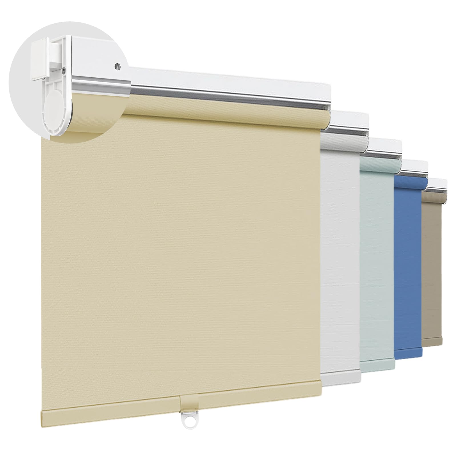 Luxevoir Panoramix No Drill Roller Shades for Window, 100% Blackout Cordless Roller Blinds for Home Privacy Custom Window Shade Easy to Install Roll Up Blinds(Sand, 78cm W x 180cm H)