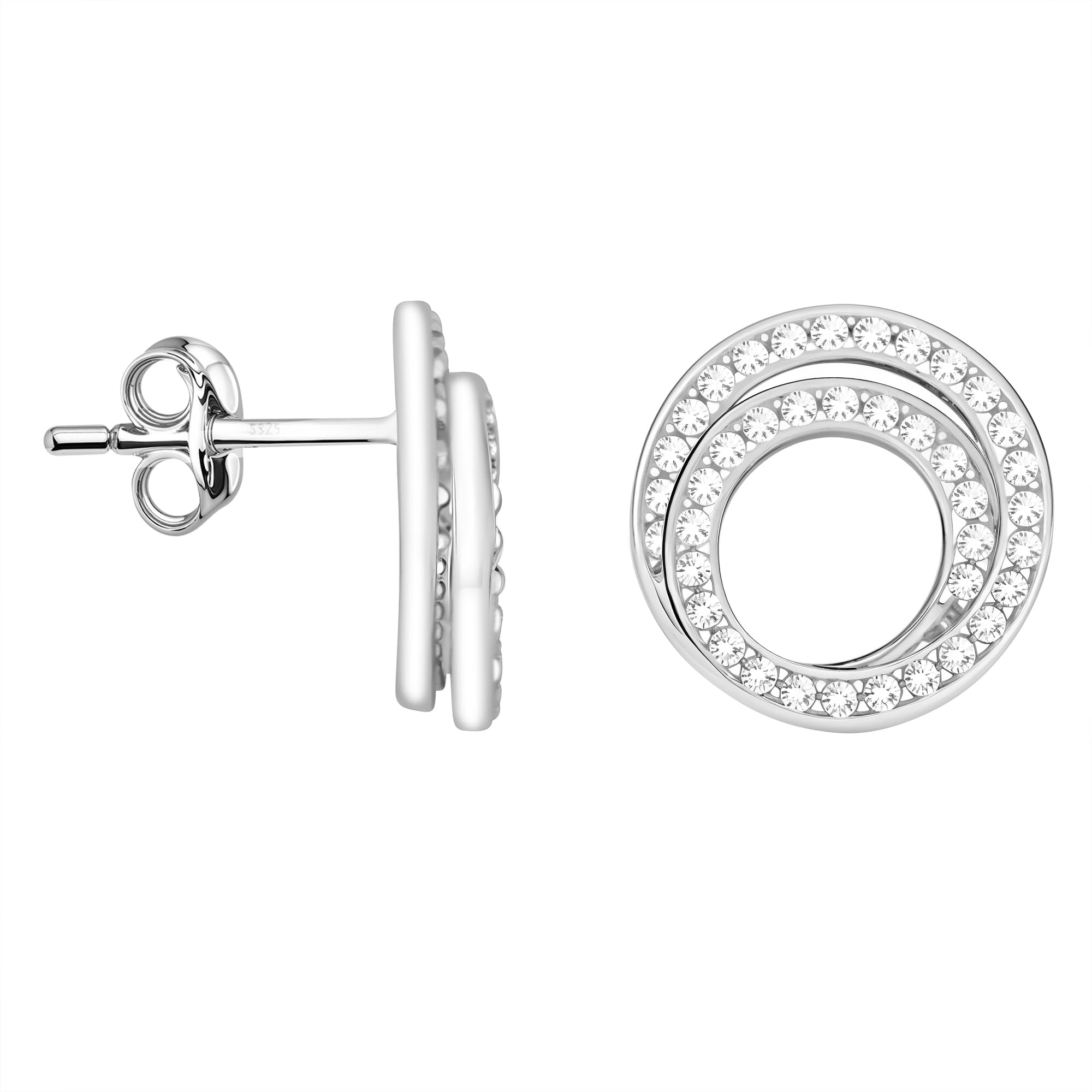 SOFIA MILANI - Orecchini da Donna in Argento 925 - con Pietra Zircone - Orecchini a Perno a Cerchio - 20812