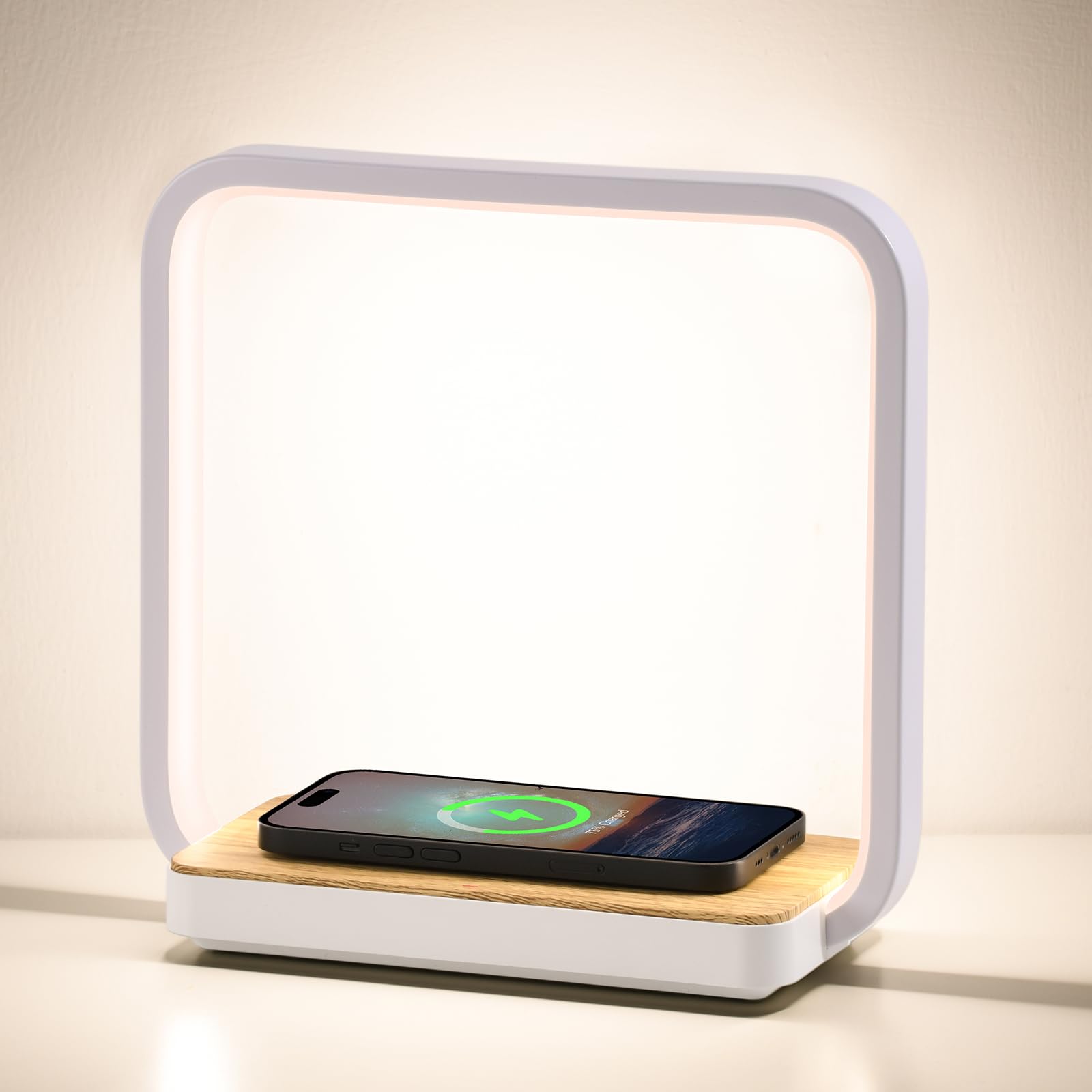 WILIT Bedside Lamp with Qi Wireless Charger A13 Table lamp 3 Step Dimmable Touch Control Desk Lamp for