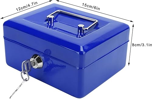 Miniatura 4 de Caja de efectivo de 6 pulgadas, mini caja de efectivo portátil para archivos y documentos, caja fuerte de seguridad con cerradura de llave para uso