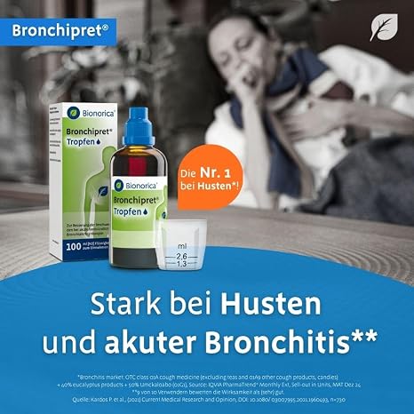Bronchipret® Tropfen – extra stark mit 3-fach Effekt bei Husten und akuter Bronchitis hochkonzentriert* und pflanzlich mit Thymian-Efeu-Kombination 50 ml Tropfen
