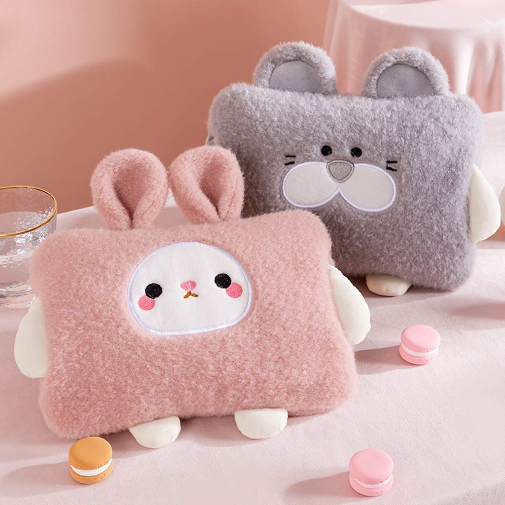 SKUZA Wärmflasche, elektrische wiederaufladbare Wärmflasche mit Fleece-Handwärmer, tragbare Wärmtasche, Geschenke for Mädchen (Color : Pink)