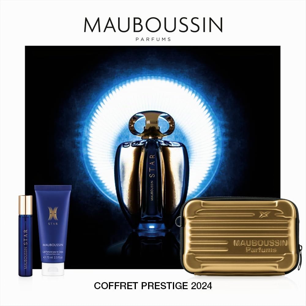 Mauboussin - Cofanetto Prestige Star : Eau de Parfum 90ml, Latte Corpo 75ml, Spray da Viaggio 20ml & Borsa a Tracolla