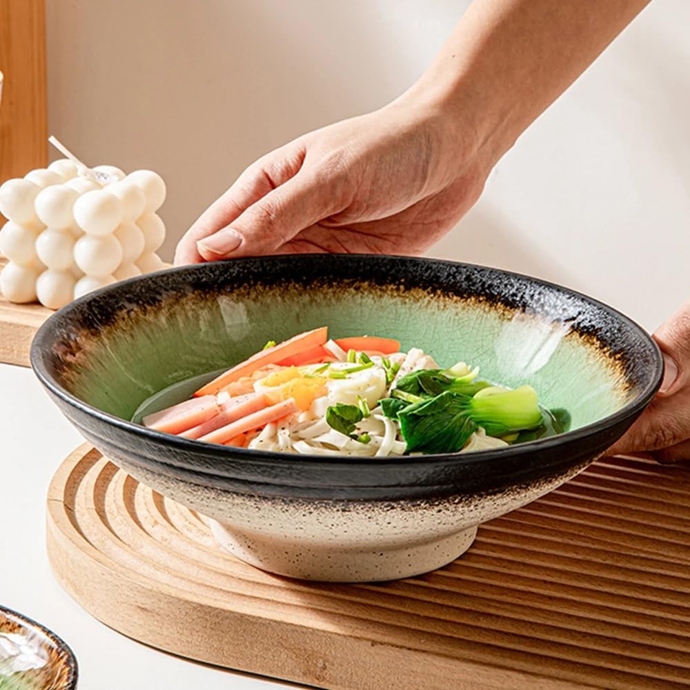 Platos de Camping Cuenco de Sopa cerámica Creativo Chino for Uso en restaurantes, Cuenco Fideos Ramen, Muy Adecuado for, hoteles, etc Plato Decorativo(A)