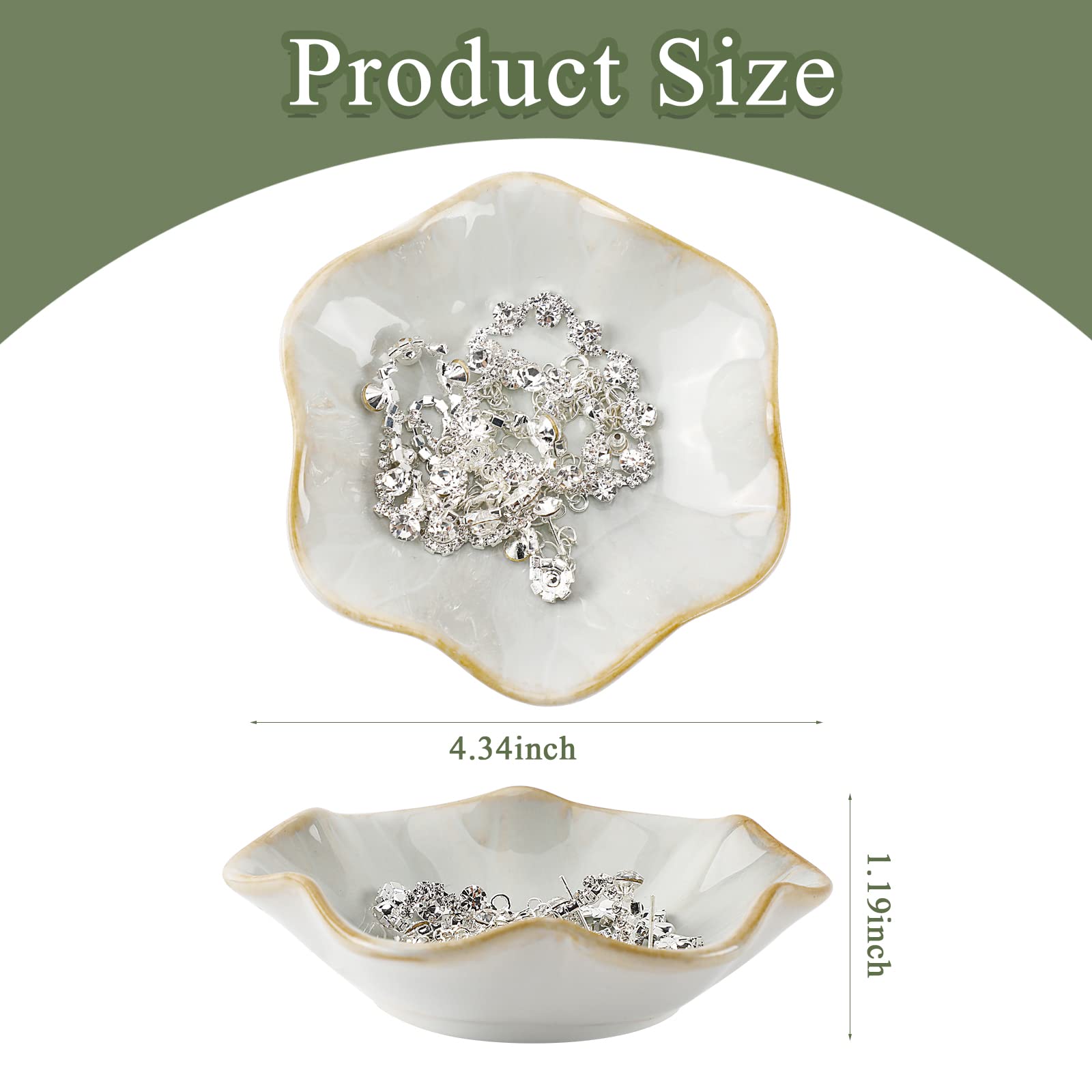 Shuixiong Ceramic Jewelry Dish Tray, Arc Trinket Dish Holder, Storage Plate for Ring, Necklace, Bracelet and Earrings, Bedroom Decorative Gift For Friends, Classmates(White)