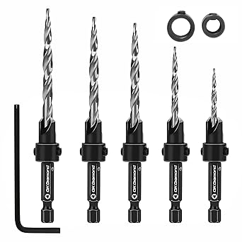 OKDIAMOND Wood Countersink Drill Bit Set?Tapered Drill Bits with 1/4