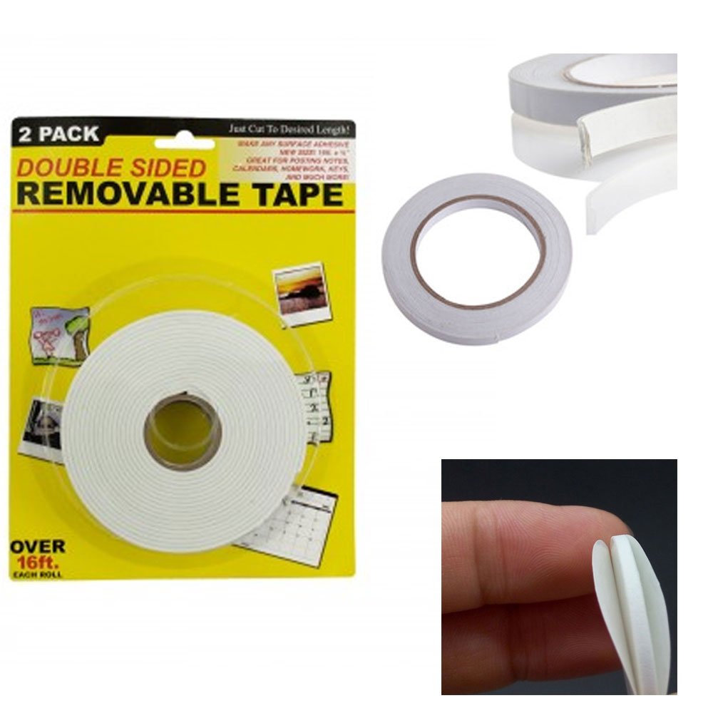 2 Pc Double Sided Heavy Duty Mounting Foam Tape Adhesive 3/4" x 16 FT Permanent