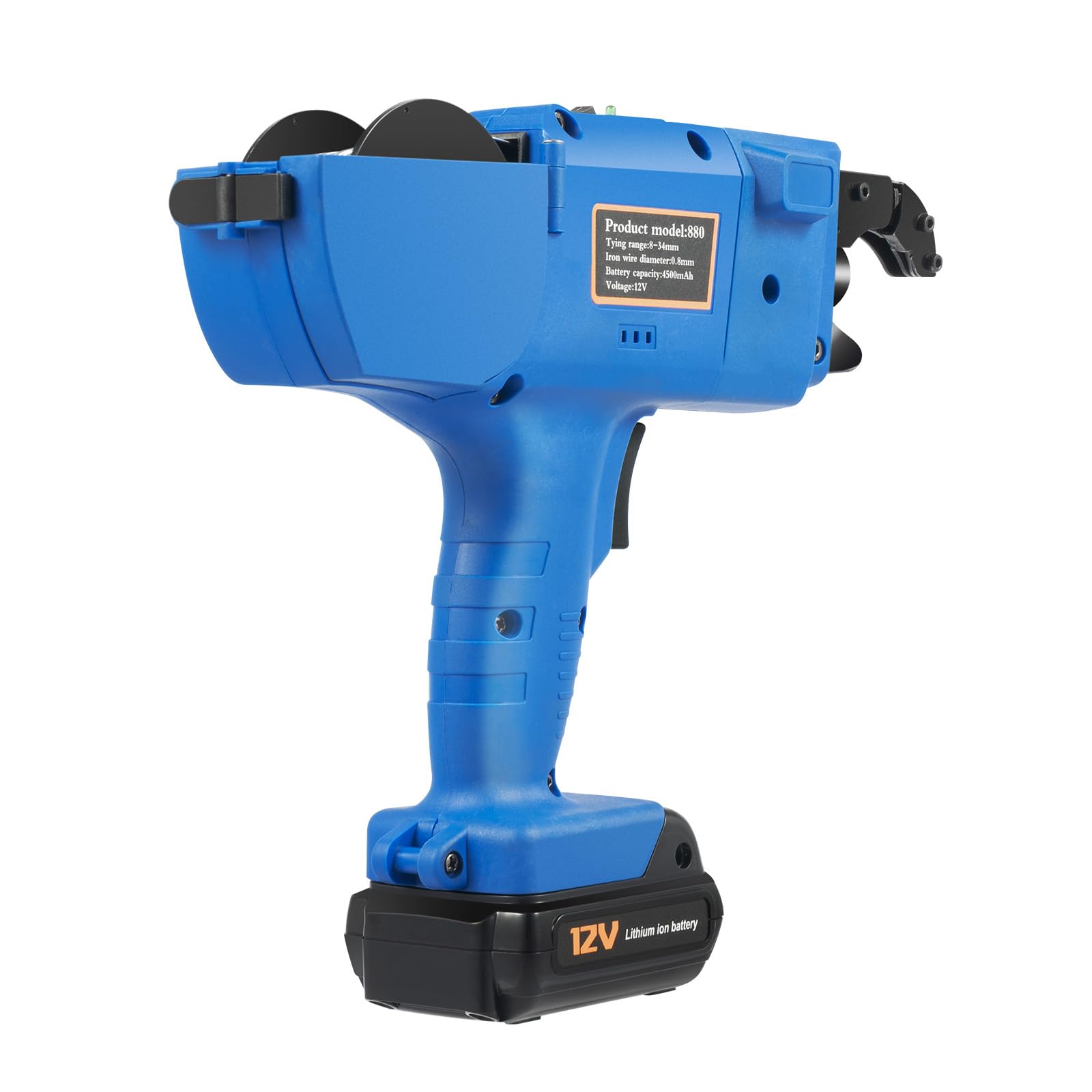 Encuadernadora de refuerzo para banda de acero de 8-34 mm, color azul, 220 V | Equipado con batería, tiempo de resistencia 2H para unir rejillas de acero y diferentes estructuras de acero