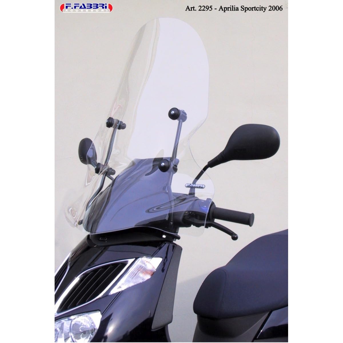 FABBRI parabrezza moto trasparente TOP ALTO compatibile con APRILIA SPORTCITY 125 2005-2009