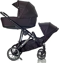 Mee-go UNO+ 2-in-1 Pushchair & Carrycot, Single to Double Convertible Stroller, All-Terrain Wheels, Compact Fold, Newborn Carrycot & Reversible Toddler Seat, with Raincover, Insect Net & Cup Holder