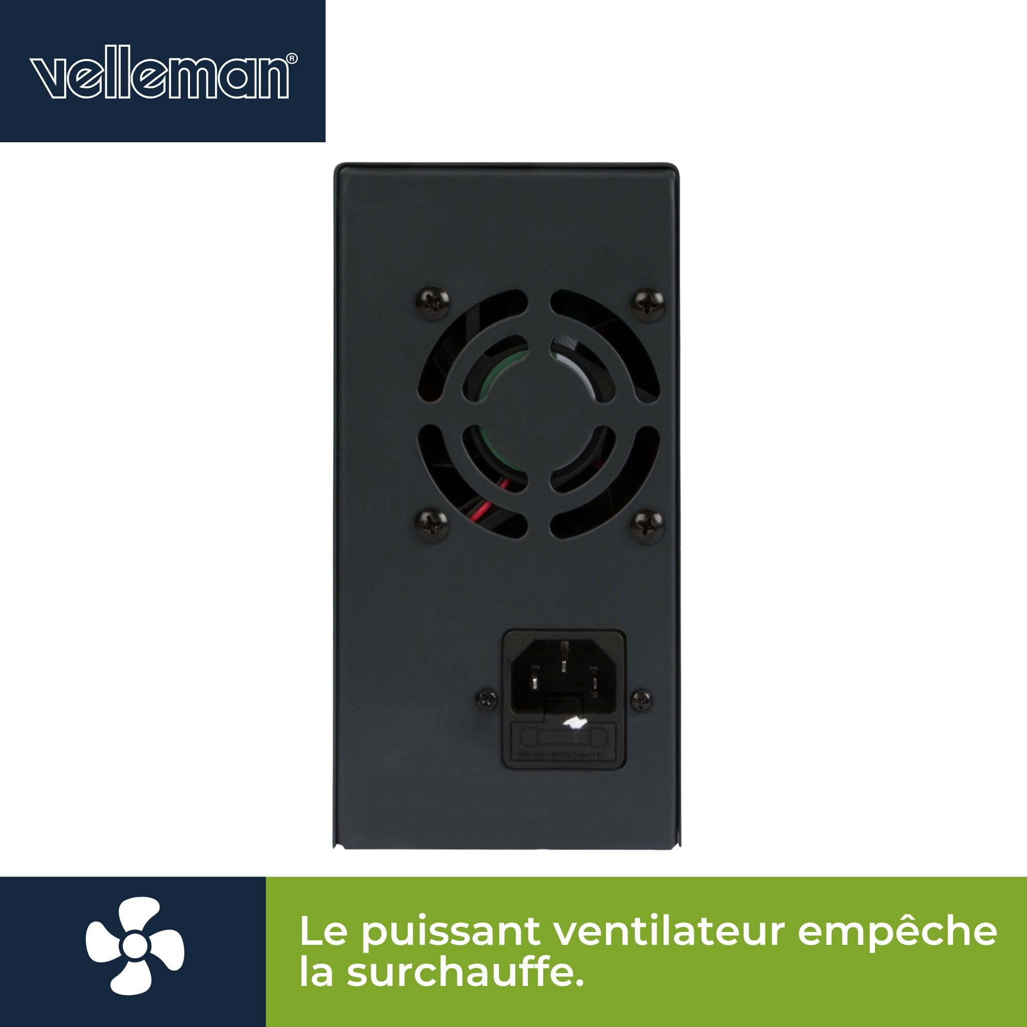 Velleman Alimentation de Laboratoire, Alimentation labo, réglable, 0-30 VCC/0-10 A, limitation de Courant, Protection Contre Les Courts-Circuits, 2 x Affichage LCD à 3 Chiffres