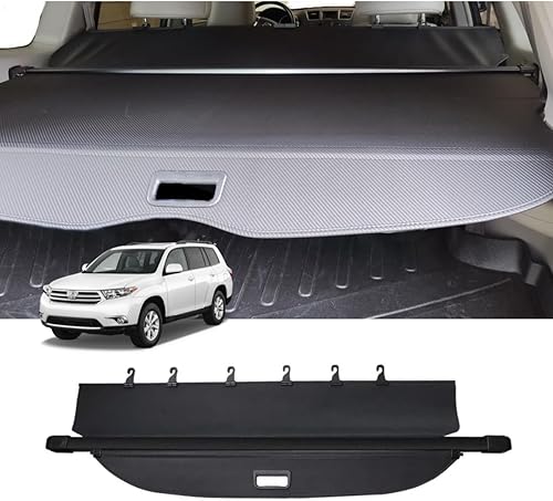 Cubierta retráctil de carga compatible con Toyota Highlander Electric Tailgate 2008-2013, pantalla de privacidad trasera para almacenamiento de