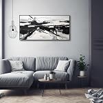 Mur Art abstrait Peinture d'art noir et blanc encre d'écran toile d'Art Imprimés pour le salon Chambre à manger Maison Bureau Décor 20"x40"