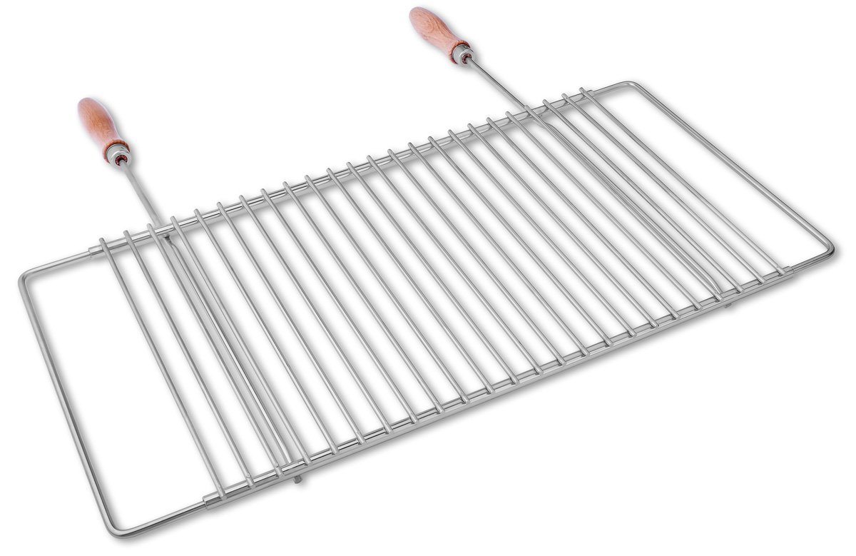 DEOS Grille Barbecue Inox Réglable 50-60x30cm - Acier Inoxydable AISI 304 - Grille Cheminée Intérieur/Jardin - Largeur Ajustable Durable - Convient Foyers sur Mesure, Surface 50x30cm