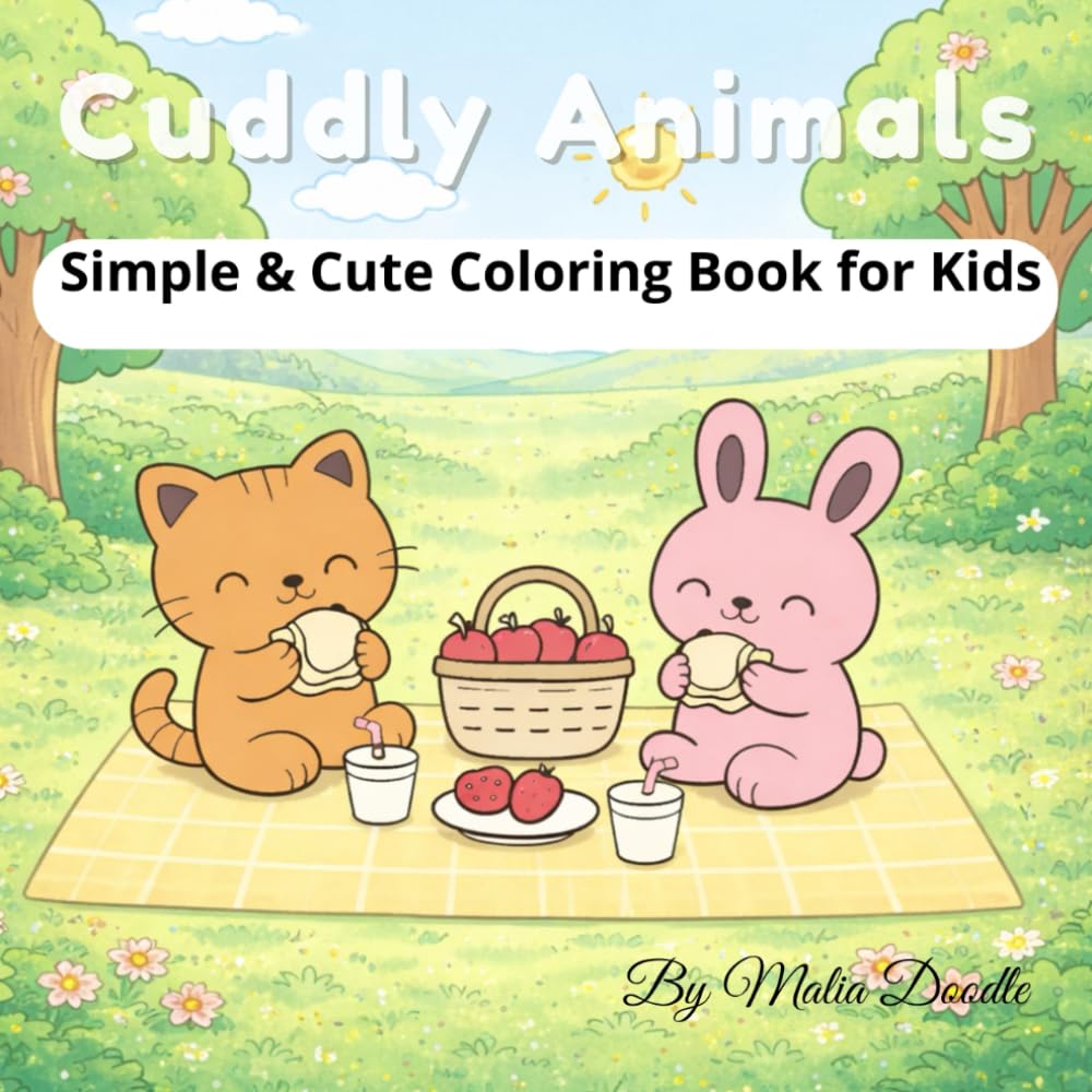 Cuddly Animals: Simple & Cute Animal Coloring Book for Kids Ages 4–8