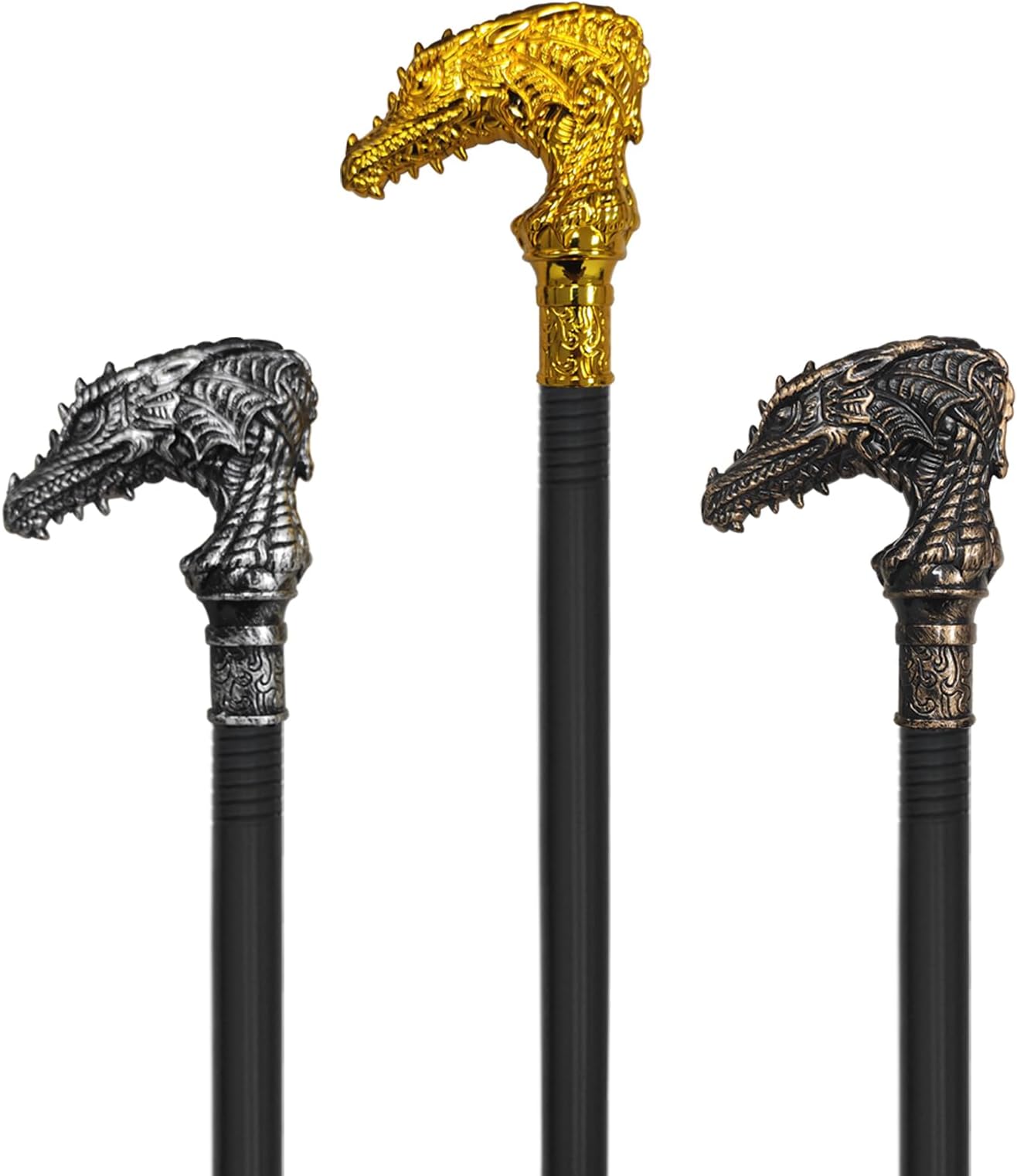 Dragon Staff Walking Stick Cane-Costume Prop Scepter for Role Play, Themed Party, Halloween Dress-up Parties, Prend Play