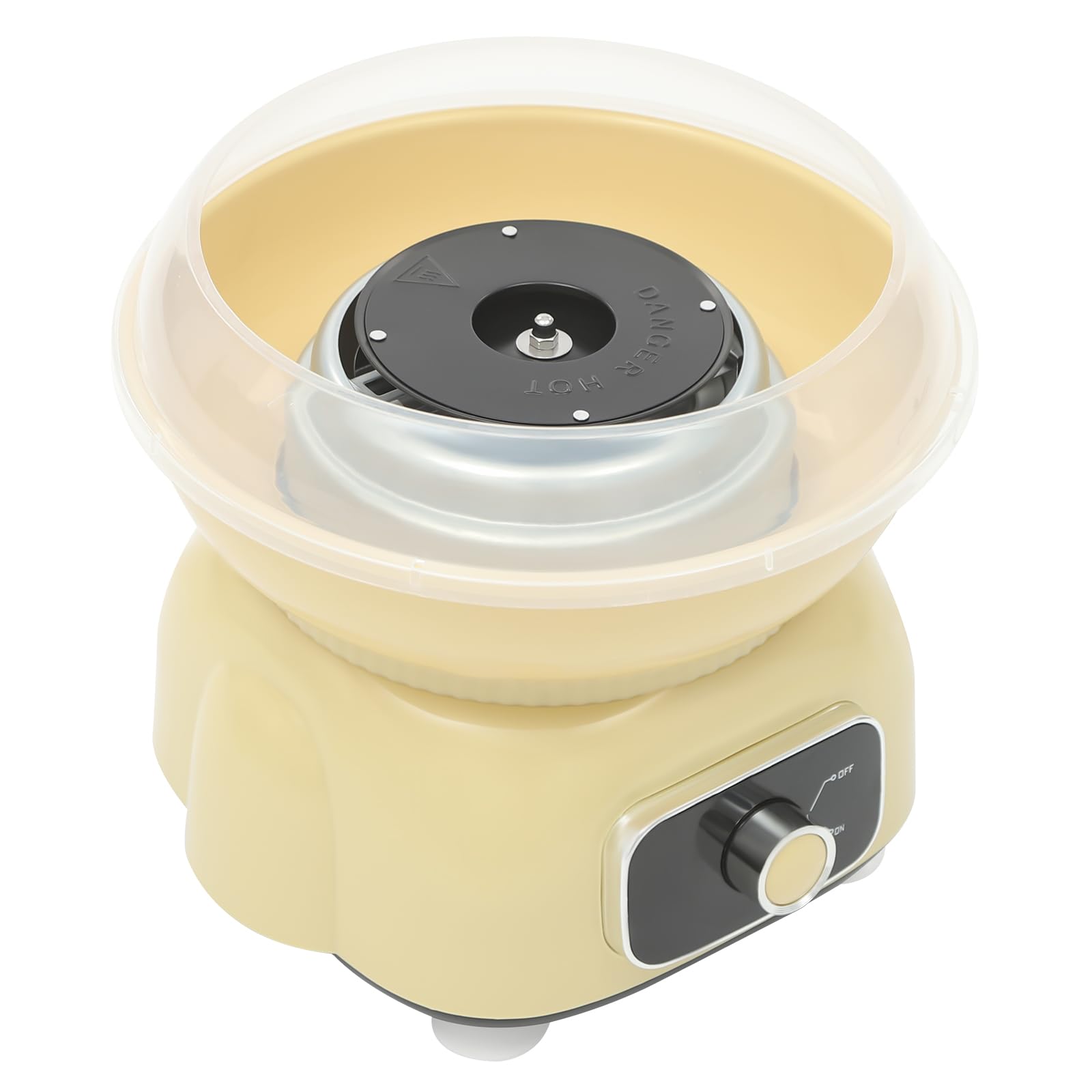 Máquina de algodón de azúcar con 10 varillas y cucharas medidoras, 500 W Cotton Candy Machine para fiestas en casa (amarillo)