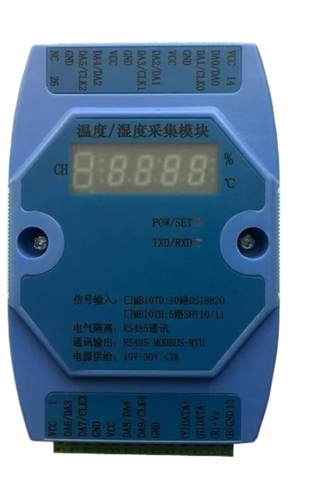 COKYIS Módulo de adquisición de Temperatura y Humedad multicanal SHT10/11 de 5 Canales con comunicación Modbus RTU RS485