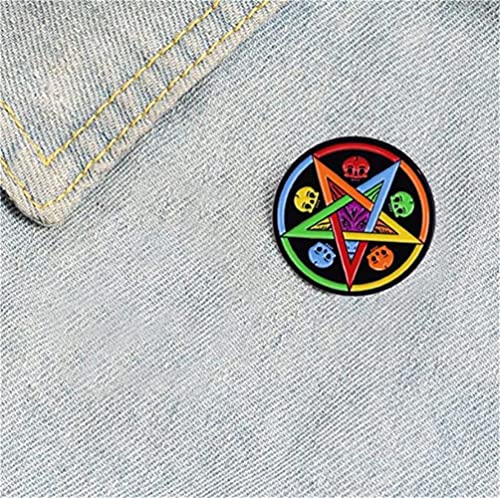 Image of Rainbow Satan Star Pentagram Baphomet Enamel Pin LGBT Pride Skull Goat Brooch Metal Lapel Pins Badge Denim Jewelry Gift for Backpacks Women Men
