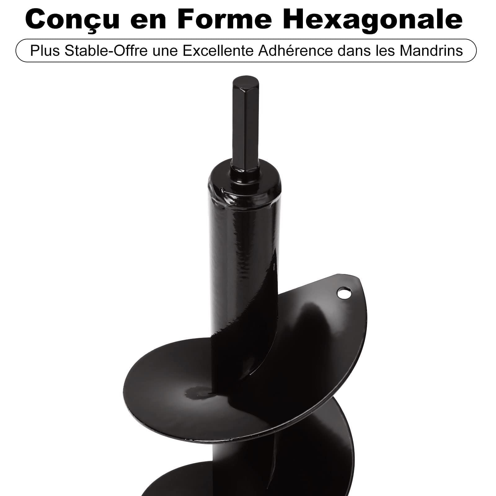 Aselected Mèche Tarière pour Perceuse Jardin Foreuse Ø 100mm + Gants, Jardin Tarière pour Perceuse électrique, Outil de Plantation Pratique pour Fleur Planter des Arbres Arbustes