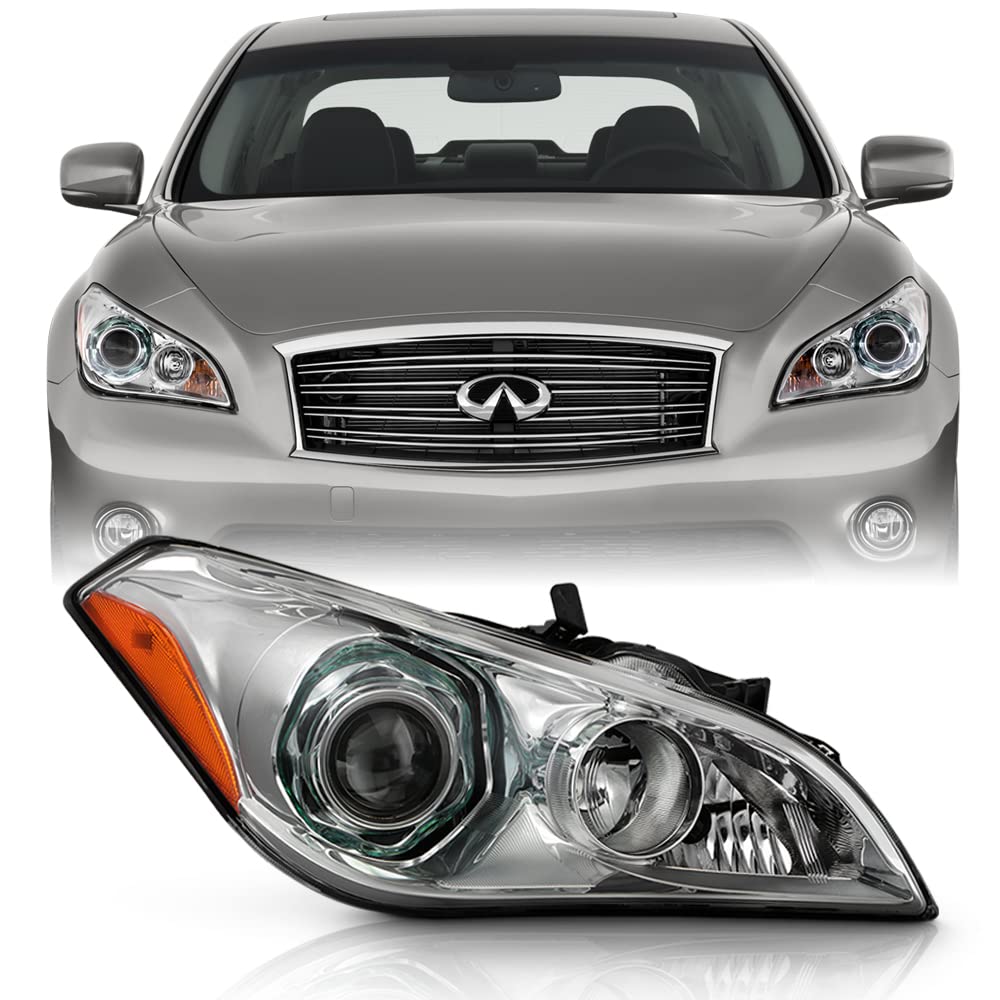 ACANII - For [HID/Xenon w/Adaptive] 2011 2012 2013 Infiniti M56 M37 Chrome Projector Headlight Headlamp Passenger Side