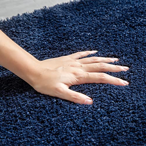 MIULEE 2 Piece Bath Mat Shower Mat Non-Slip Tabis Absorbent Soft Microfibre Toilet Bath Tub Outlet Kitchen Living Room Bedroom Dark Blue 40 x 60 cm - Image 3