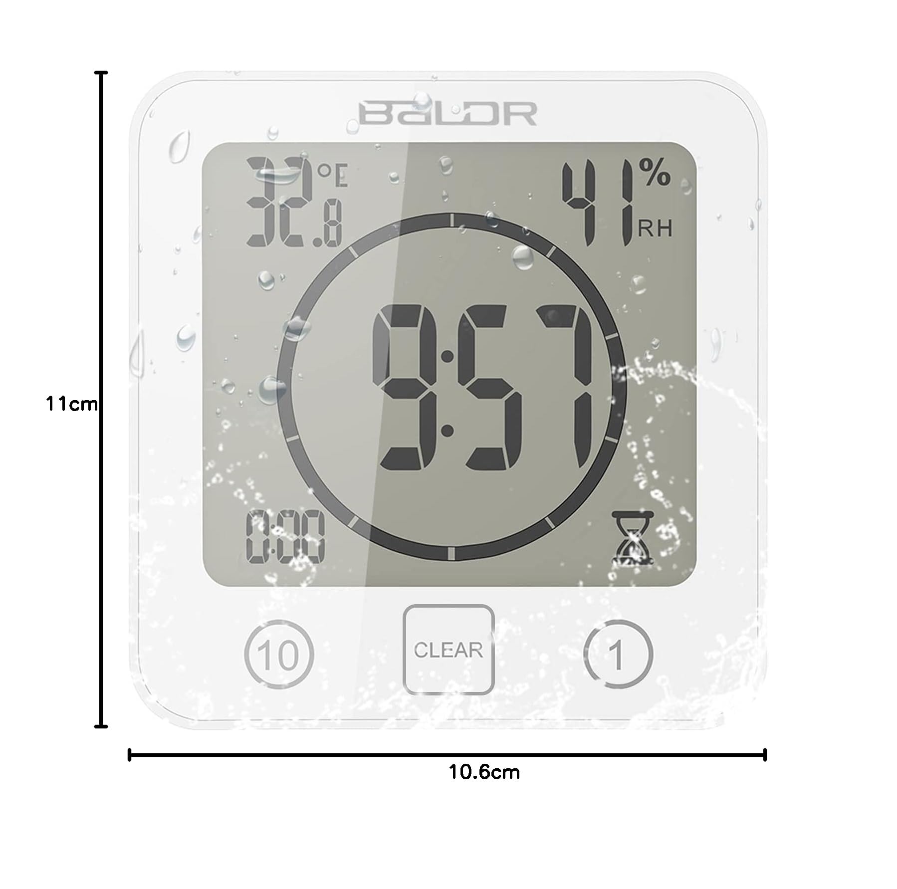 Reloj de baño Reloj de pared digital para ducha de baño con alarma Pantalla de temperatura de humedad Cuenta regresiva 3 instalaciones Pantalla LCD grande Reloj de pared Temporizador para ducha