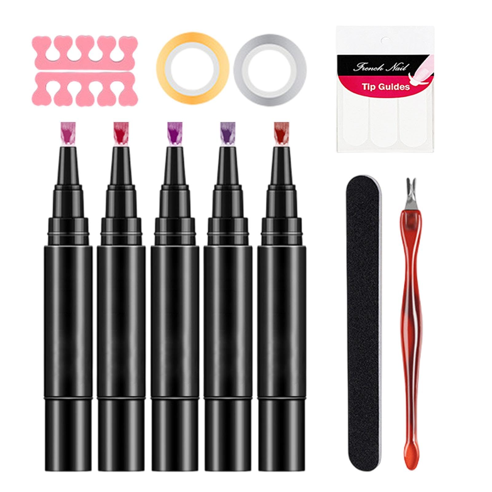 Set Di Per Smalto Per Unghie - Set Di Smalto Per Unghie | Pensi Di Smalto Per Unghie 5x, Strato Superiore Di Base Di Gel, Kit Di Smalto Gel Adatto Per La Casa, Sale