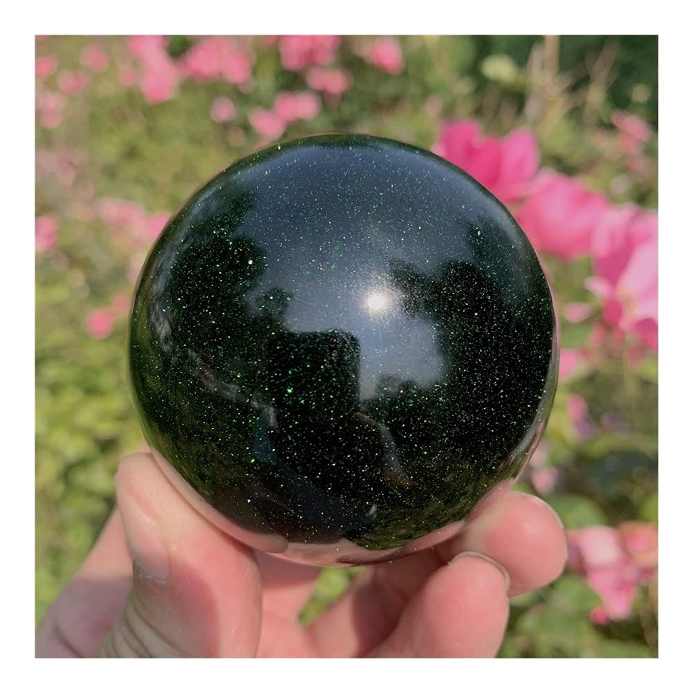 1pc natürliche Kristalle Quarz grün Sand Kugel Ball Reiki Steine ​​Zimmer Home Office Aquarium Dekoration Zubehör Edelstein (Size : 6-6.5cm)