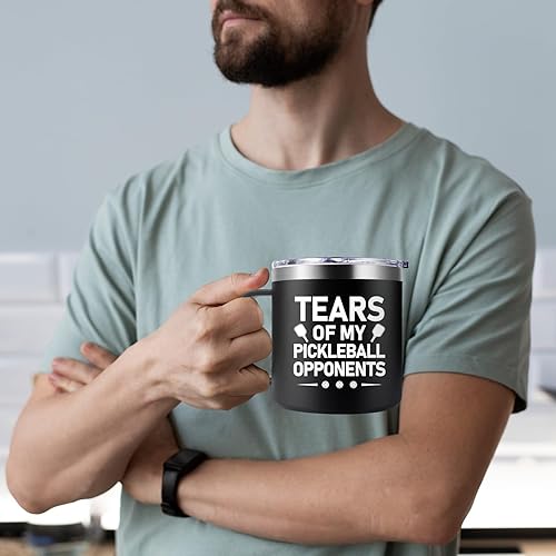 Miniatura 2 de Maybeone Regalos de pickleball para hombres y mujeres  Taza de 14 onzas con texto en inglés "Tears of My Pickleball" oponents  Regalos para los