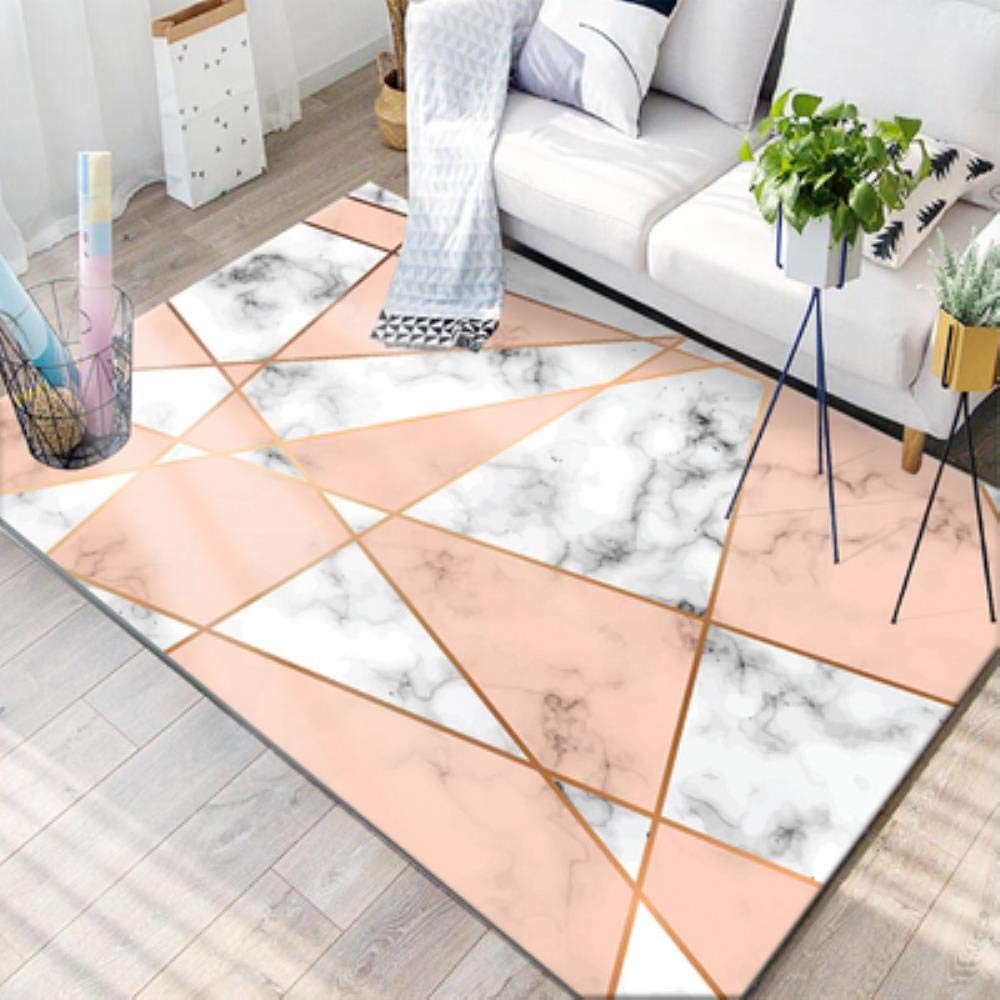 LAGEDOUDING Marble Texture 3D Carpet Parlor Geometric Rugs Livings Room Carpets Bedroom Carpets Swivel Chair Rug Yoga Pad Mat,1200X1600MM