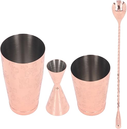 Miniatura 3 de Boston - Juego de coctelera de acero inoxidable 304, impresión vintage, capacidad media, juego de utensilios de barra multifuncionales, fácil de