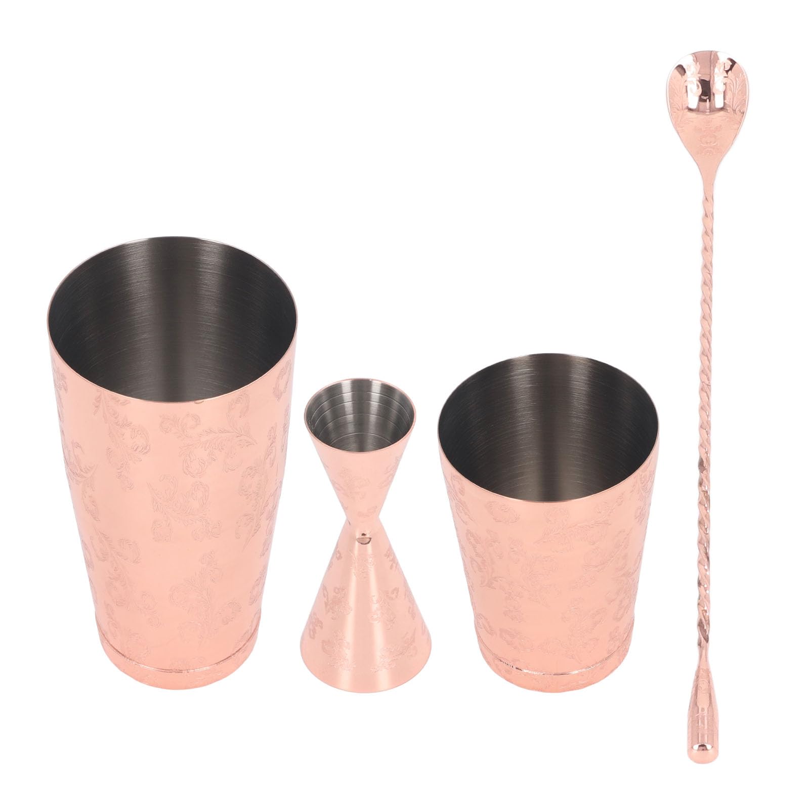 Tissting Set de Shaker à Cocktail de Boston, Shaker à Cocktail en Acier Inoxydable 304 avec Imprimé Vintage, Capacité Moyenne, Set Multifonctionnel Strainer pour Préparation de Boi (Tapez 4)
